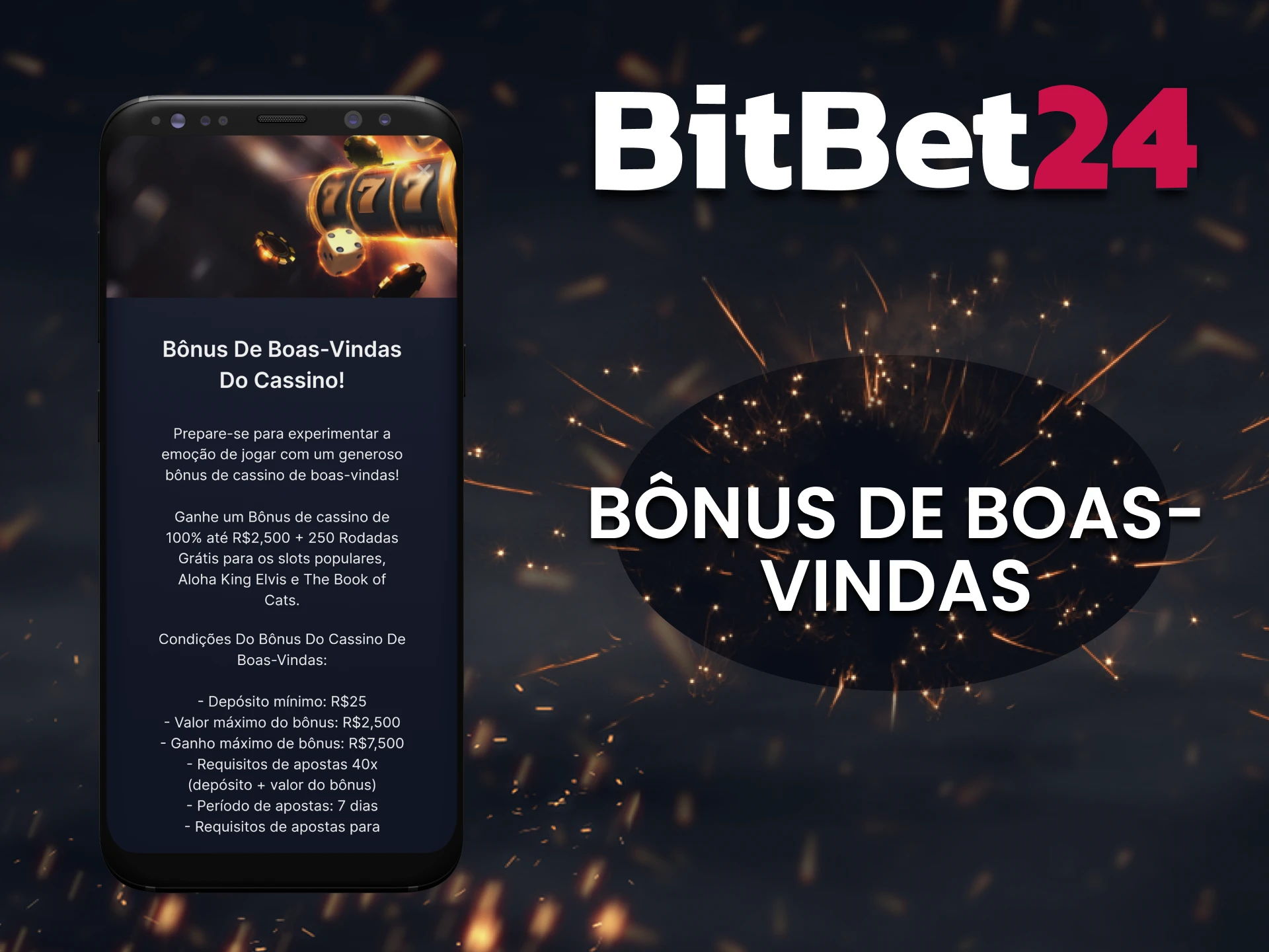 Receba um bônus de boas-vindas para jogos de cassino no aplicativo BitBet24.