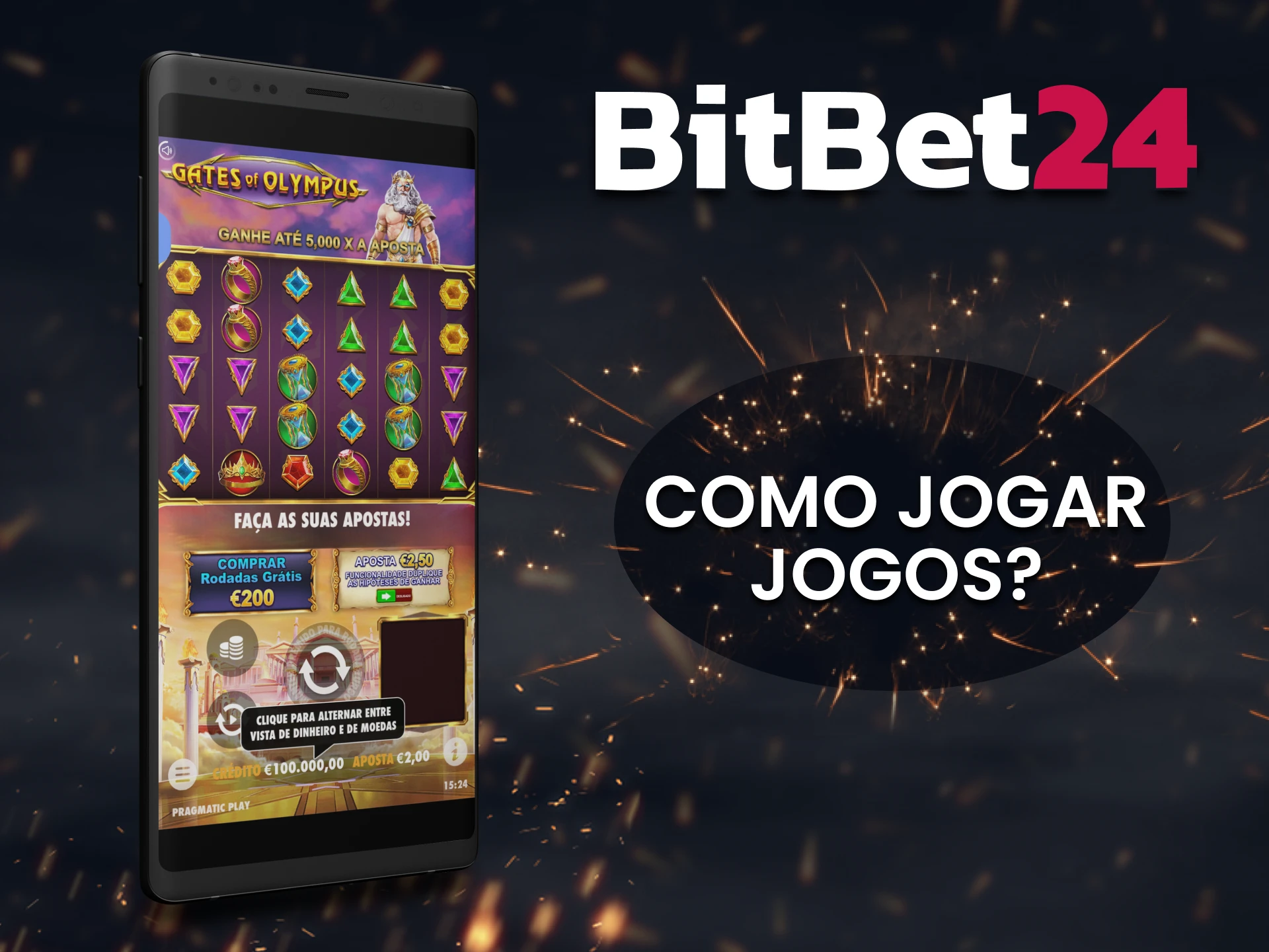 Vá para a seção de cassino do aplicativo BitBet24 e selecione um jogo.